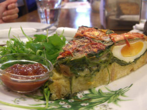 Oven Cooked Breakfast Pie - Virginia ham, poached egg, baby spinach, mozzarella, tomato - Sugardough