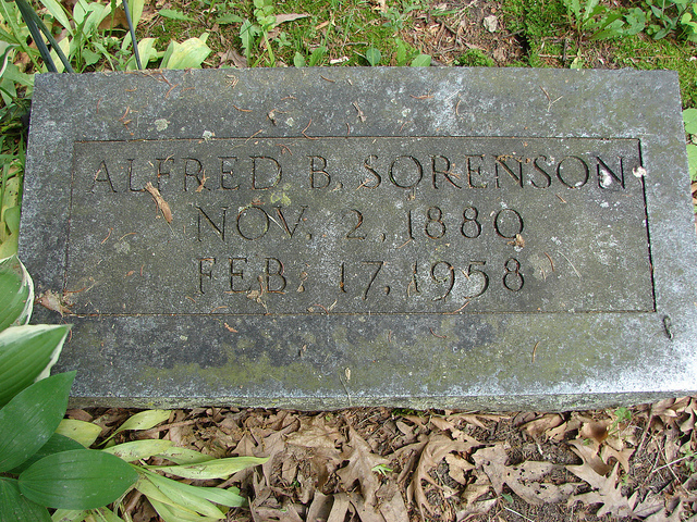 Grave marker for Alfred Bernhard Sorenson