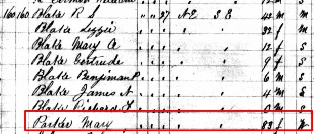 Mary Parker in 1885 Census