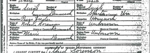 Alfred Sorenson - Mae Gibbons marriage certificate