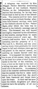 Newspaper report on the death of Stephen Parker
