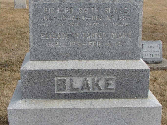 Headstone for Richard and Elizabeth Blake