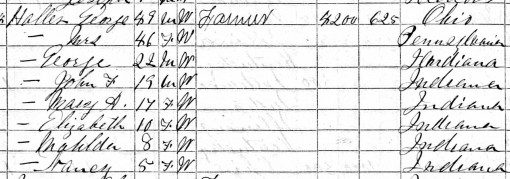 Holler family in Illinois for 1870 census