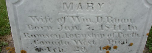 inscription on Mary Ryan's monument