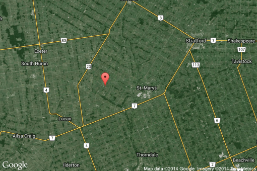 Location of Patrick Parker's farm in Blanshard on satellite