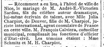 Le Figaro - le mariage de Andre Sardou